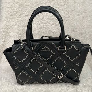Michael Kors Selma Medium Diamond Grommet Leather Satchel - Black